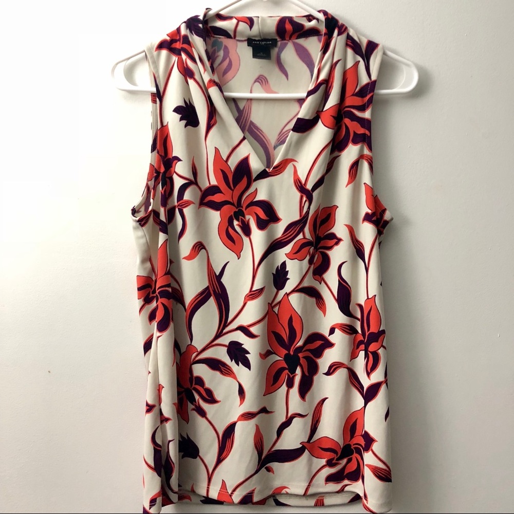 Ann Taylor orange leaf print top